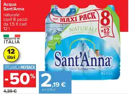 Carrefour Acqua Sant'Anna naturale offerta