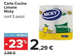 Carrefour Carta Cucina Limone Nicky offerta