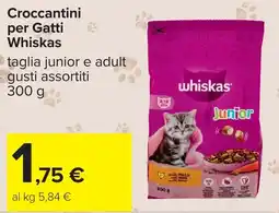 Carrefour Crocchettini per Gatti Whiskas Junior offerta