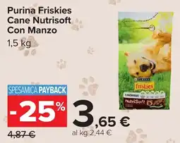 Carrefour Purina Friskies Cane Nutrisoft Con Manzo offerta