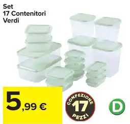 Carrefour Set 17 Contenitori Verdi offerta