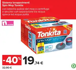 Carrefour Sistema lavapavimenti Spin Mop Tonkita offerta