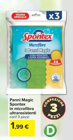 Carrefour Panni Magic Spontex in microfibra ultraresistenti offerta