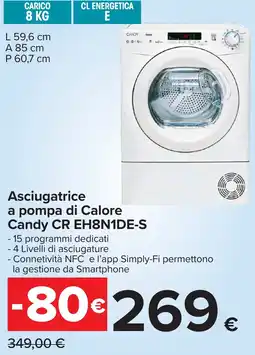 Carrefour Asciugatrice a pompa di Calore Candy CR EH8N1DE-S offerta