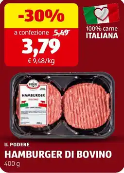 ALDI Il podere hamburger di bovino offerta
