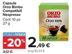Carrefour Market Capsule Orzo Bimbo Compatibili Nespresso offerta