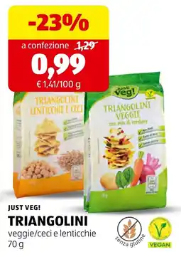 ALDI Just Veg! Triangolini veggie/ceci e lenticchie offerta