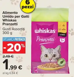 Carrefour Market Alimento Umidoper Gatti Whiskas Pranzetti offerta