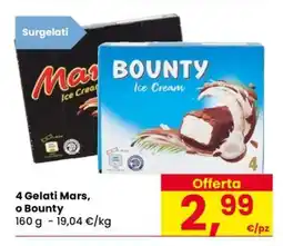 Eurospar 4 Gelati Mars, o Bounty offerta