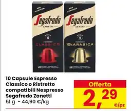 Eurospar 10 Capsule Espresso Classico o Ristretto offerta