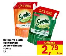 Eurospar Detersivo piatti ecoricarica Aceto o Limone Svelto offerta
