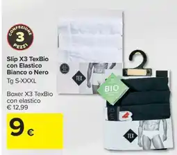 Carrefour Slip X3 TexBio con Elastico Bianco o Nero offerta