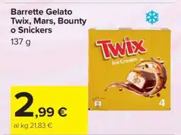 Carrefour Barrette Gelato Twix, Mars, Bounty o Snickers offerta