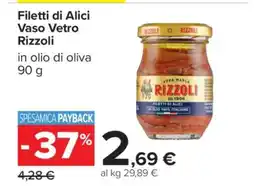 Carrefour Filetti di Alici Vaso Vetro Rizzoli offerta