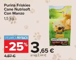Carrefour Purina Friskies Cane Nutrisoft Con Manzo offerta
