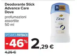 Carrefour Deodorante Stick Advance Care Dove offerta