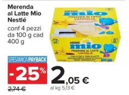 Carrefour Merenda al Latte Mio Nestlè offerta