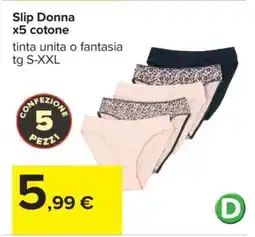 Carrefour Slip Donna x5 cotone offerta