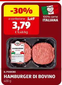 ALDI IL PODERE HAMBURGER DI BOVINO offerta