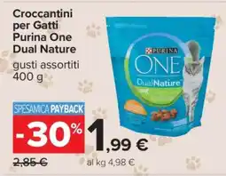 Carrefour Croccantini per Gatti Purina One Dual Nature offerta