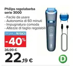 Carrefour Philips regolabarba serie 3000 offerta