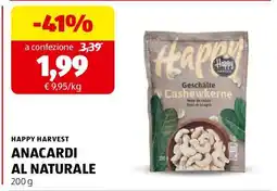 ALDI HAPPY HARVEST ANACARDI AL NATURALE offerta