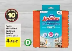 Carrefour Panni Microfibra Spontex 30x30 offerta