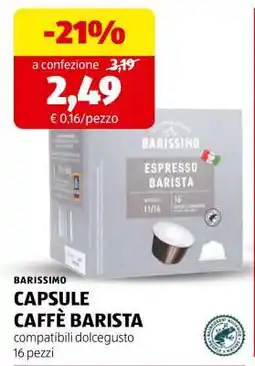 ALDI BARISSIMO CAPSULE CAFFÈ BARISTA offerta