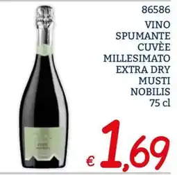 Zona Vino spumante cuvée millesimato extra dry musti nobilis offerta