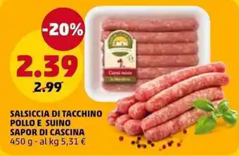 Salsiccia di tacchino pollo e suino sapor di cascina