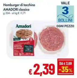 IperFamila Hamburger di tacchino AMADORI classico offerta