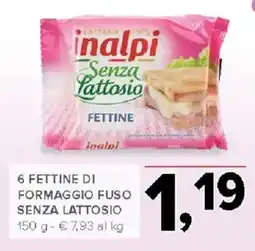 Todis Fettine di formaggio fuso senza lattosio Inalpi offerta