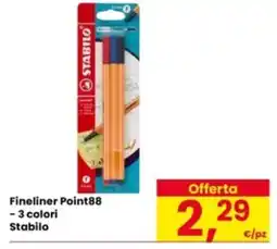 Eurospar Fineliner Point88 - 3 colori Stabilo offerta