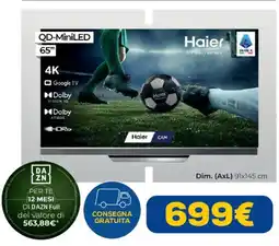 Euronics Haier 65" QD-MiniLED 4K Google TV offerta