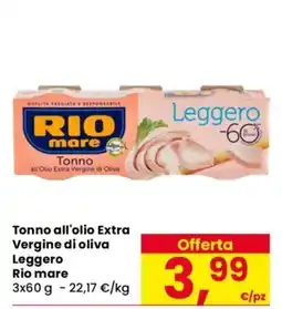 Despar Tonno all'olio Extra Vergine di oliva Leggero Rio mare offerta