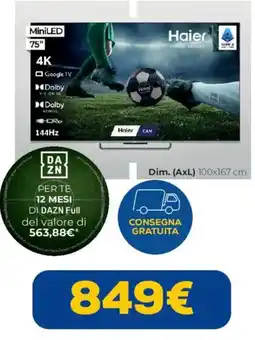 Euronics Haier MiniLED 75" offerta