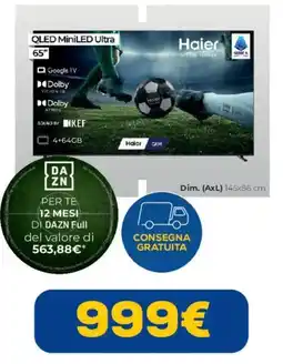 Euronics Haier QLED MiniLED Ultra 65" offerta