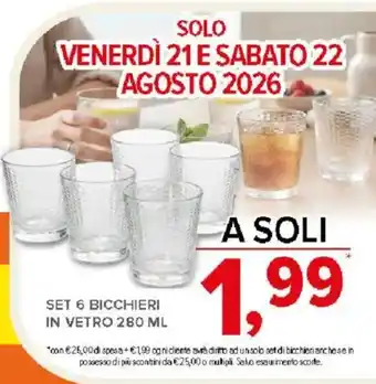 Set 6 bicchieri in vetro 280 ml