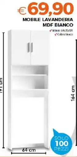 Todis Mobile lavanderia MDF bianco offerta
