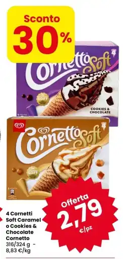 Despar Cornetto Soft Caramel o Cookies & Chocolate offerta