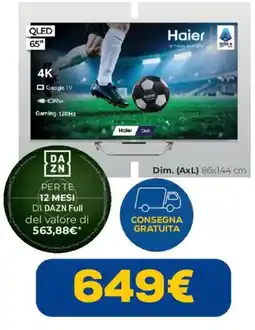 Euronics Haier QLED 65" offerta