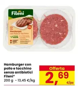 Despar Hamburger con pollo e tacchino Fileni offerta