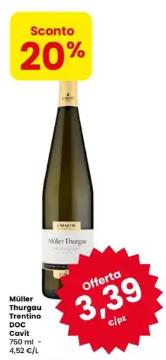 Despar Müller Thurgau Trentino DOC Cavit offerta
