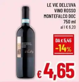 Famila Market Le vie dell'uva vino rosso montefalco doc offerta