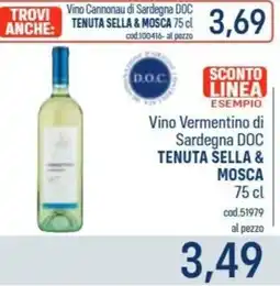 Talento Professional Store Vino Vermentino di Sardegna DOC TENUTA SELLA & MOSCA offerta