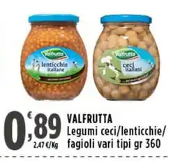 Rossotono Carrefour Valfrutta legumi ceci/lenticchie/fagioli vari tipi offerta