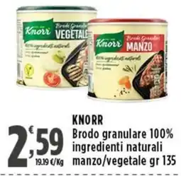 Rossotono Carrefour Knorr Brodo granulare 100% ingredienti naturali offerta