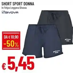 IperFamila Short sport donna in felpa leggera givova offerta
