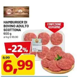DPiù Hamburger di bovino adulto scottona offerta