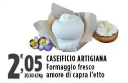 Rossotono Carrefour Caseificio Artigiana Formaggio fresco amore di capra offerta